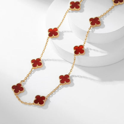 [Love Aura]CLOVER 10 MOTIFS CARNELIAN NECKLACE