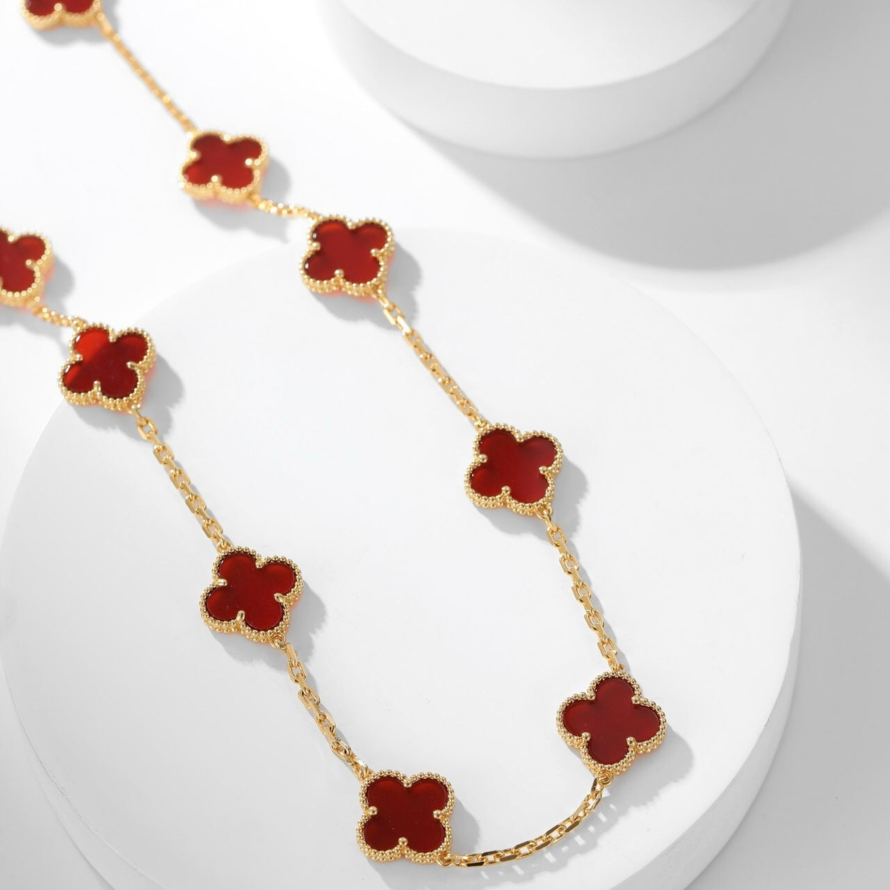 [Love Aura]CLOVER 10 MOTIFS CARNELIAN NECKLACE
