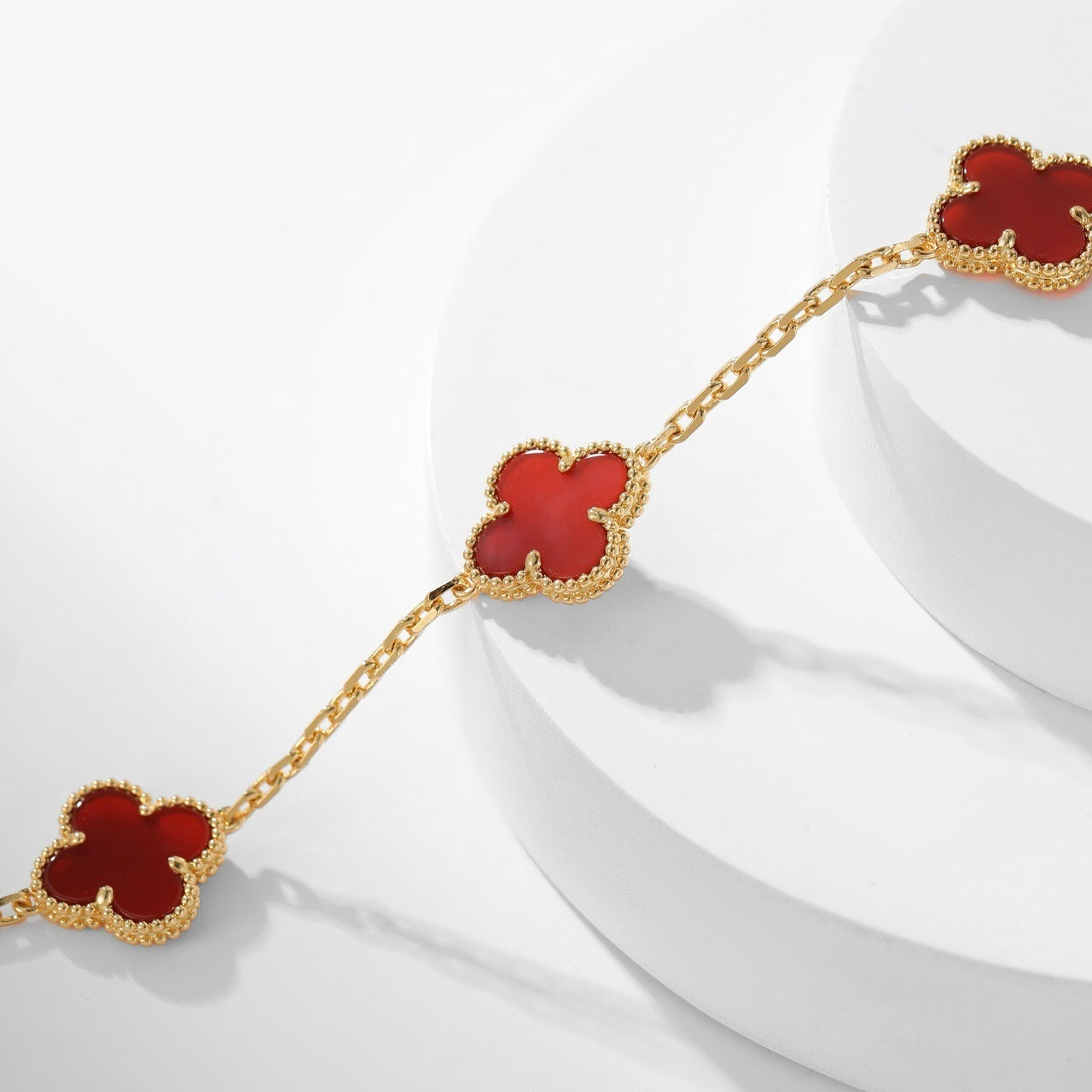 [Love Aura]CLOVER 10 MOTIFS CARNELIAN NECKLACE