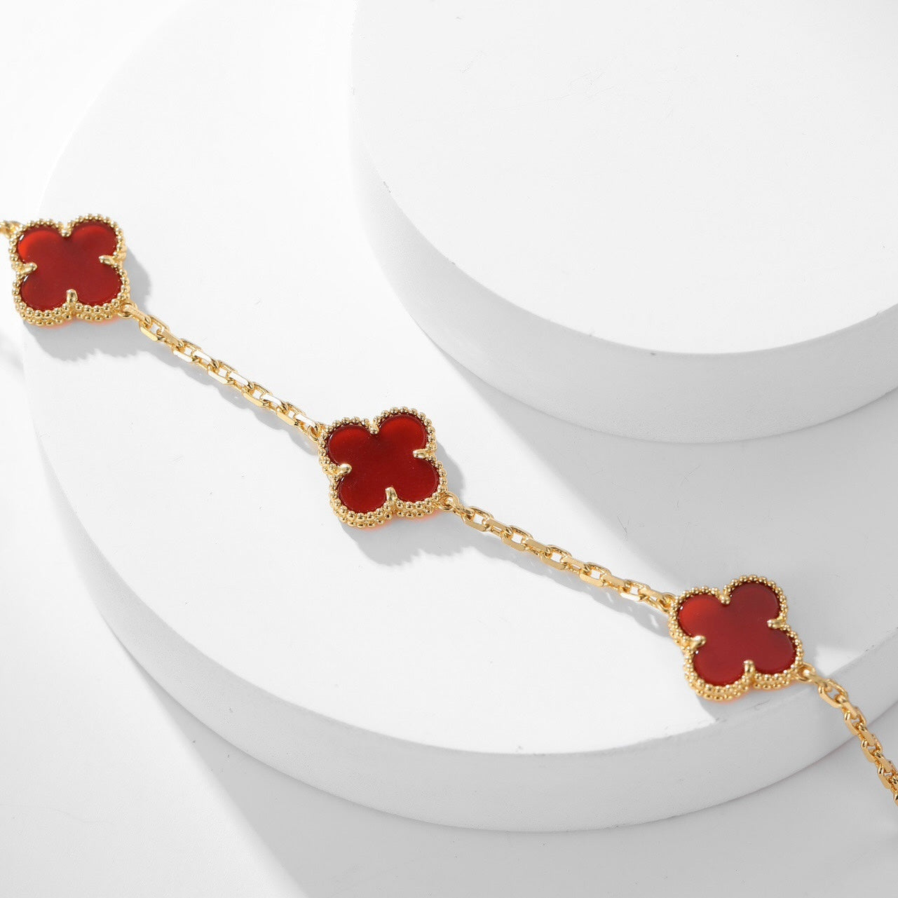 [Love Aura]CLOVER 10 MOTIFS CARNELIAN NECKLACE