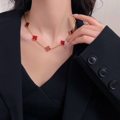 [Love Aura]CLOVER 10 MOTIFS CARNELIAN NECKLACE