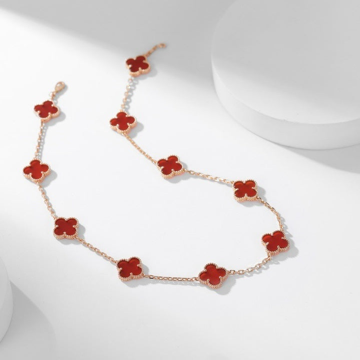 [Love Aura]CLOVER 10 MOTIFS CARNELIAN NECKLACE