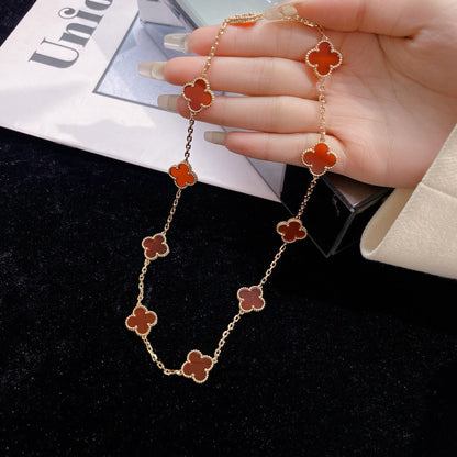 [Love Aura]CLOVER 10 MOTIFS CARNELIAN NECKLACE