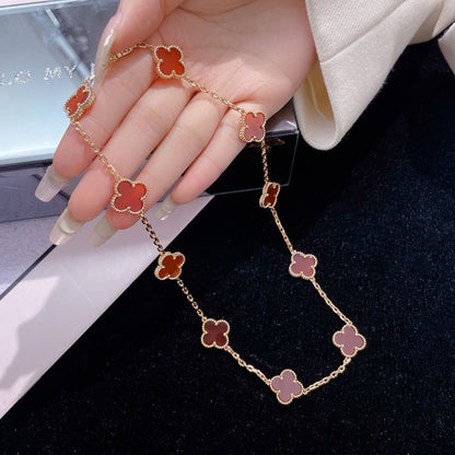 [Love Aura]CLOVER 10 MOTIFS CARNELIAN NECKLACE