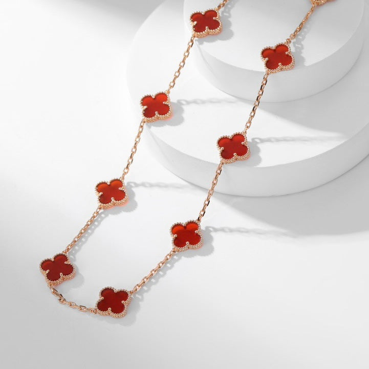 [Love Aura]CLOVER 10 MOTIFS CARNELIAN NECKLACE