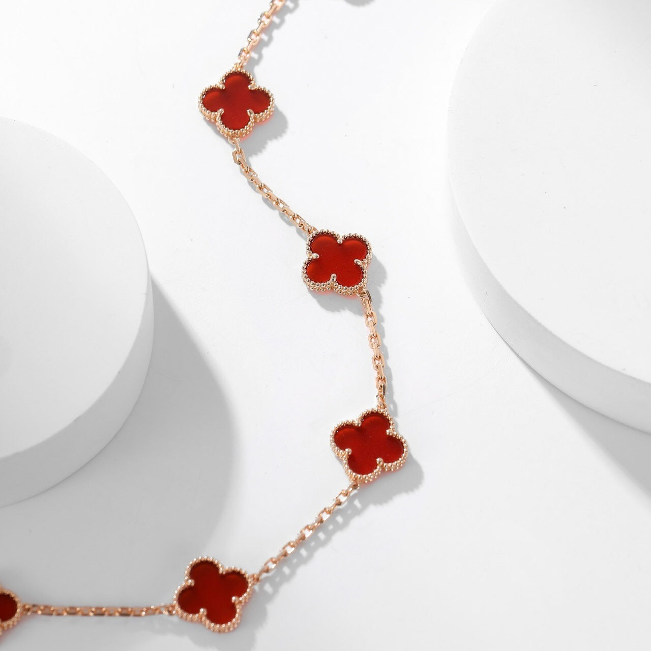 [Love Aura]CLOVER 10 MOTIFS CARNELIAN NECKLACE