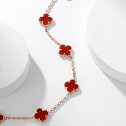 [Love Aura]CLOVER 10 MOTIFS CARNELIAN NECKLACE