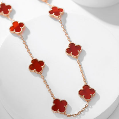 [Love Aura]CLOVER 10 MOTIFS CARNELIAN NECKLACE