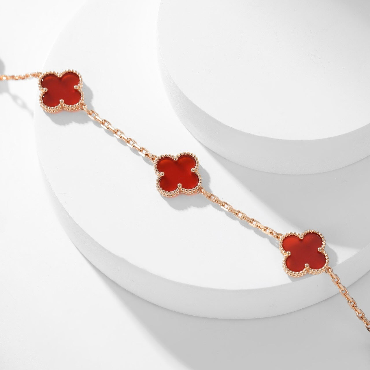 [Love Aura]CLOVER 10 MOTIFS CARNELIAN NECKLACE