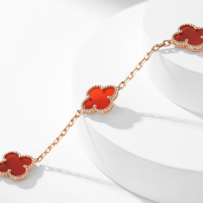 [Love Aura]CLOVER 10 MOTIFS CARNELIAN NECKLACE