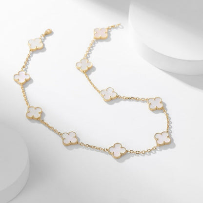 [Love Aura]CLOVER 10 MOTIFS WHITE MOTHER OF PEARL NECKLACE