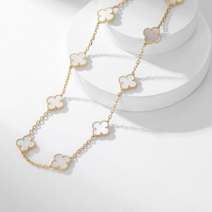 [Love Aura]CLOVER 10 MOTIFS WHITE MOTHER OF PEARL NECKLACE