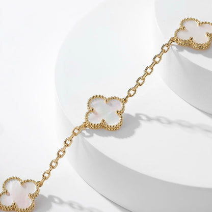 [Love Aura]CLOVER 10 MOTIFS WHITE MOTHER OF PEARL NECKLACE