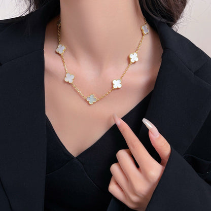 [Love Aura]CLOVER 10 MOTIFS WHITE MOTHER OF PEARL NECKLACE