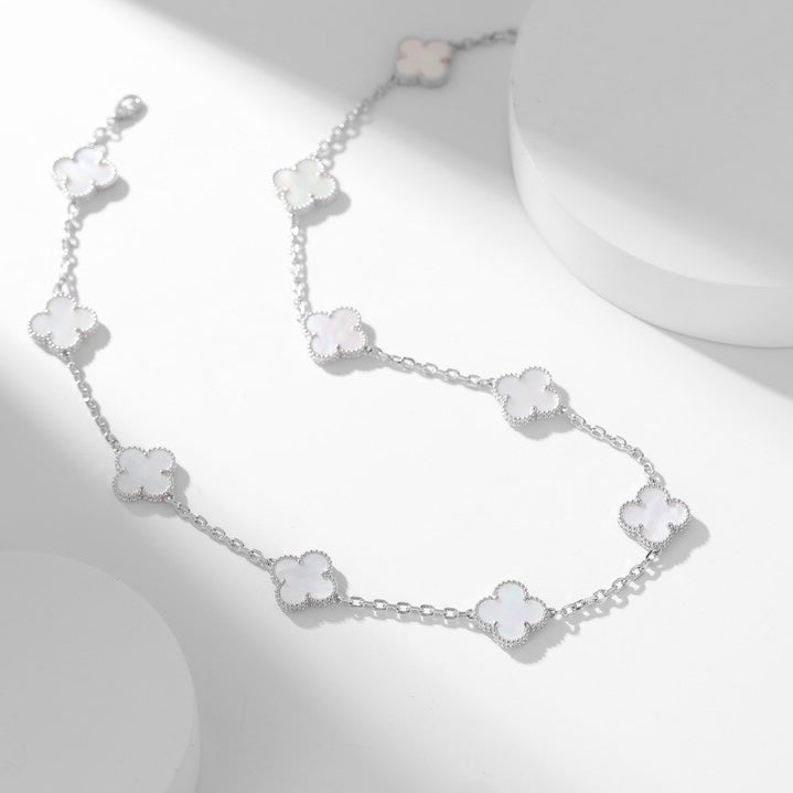 [Love Aura]CLOVER 10 MOTIFS WHITE MOTHER OF PEARL NECKLACE