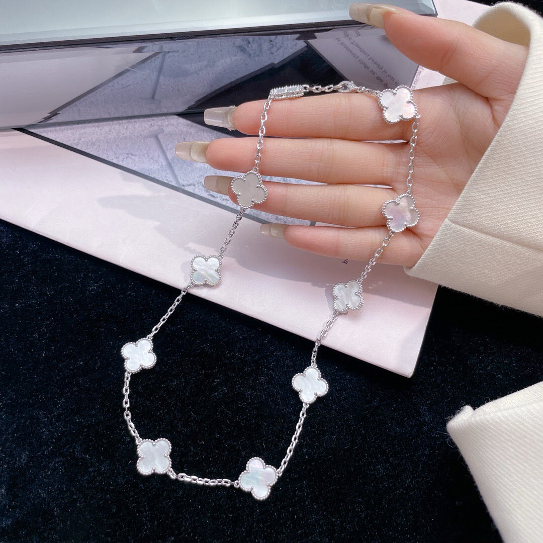 [Love Aura]CLOVER 10 MOTIFS WHITE MOTHER OF PEARL NECKLACE