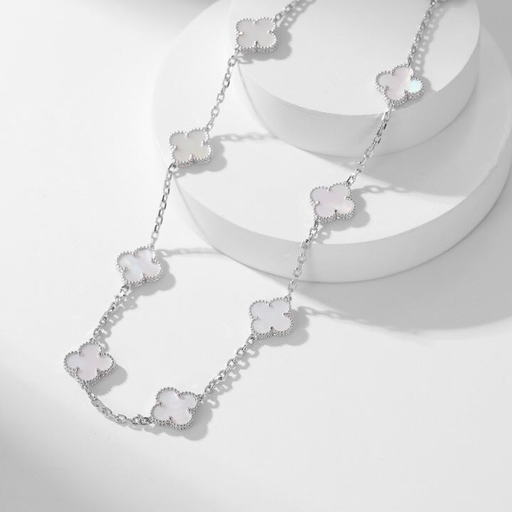 [Love Aura]CLOVER 10 MOTIFS WHITE MOTHER OF PEARL NECKLACE