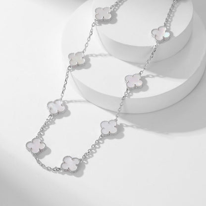 [Love Aura]CLOVER 10 MOTIFS WHITE MOTHER OF PEARL NECKLACE