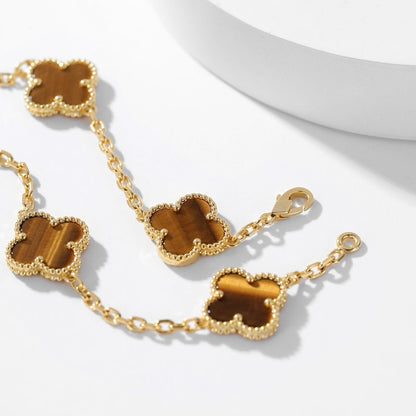 [Love Aura]CLOVER 10 MOTIFS TIGER EYE NECKLACE
