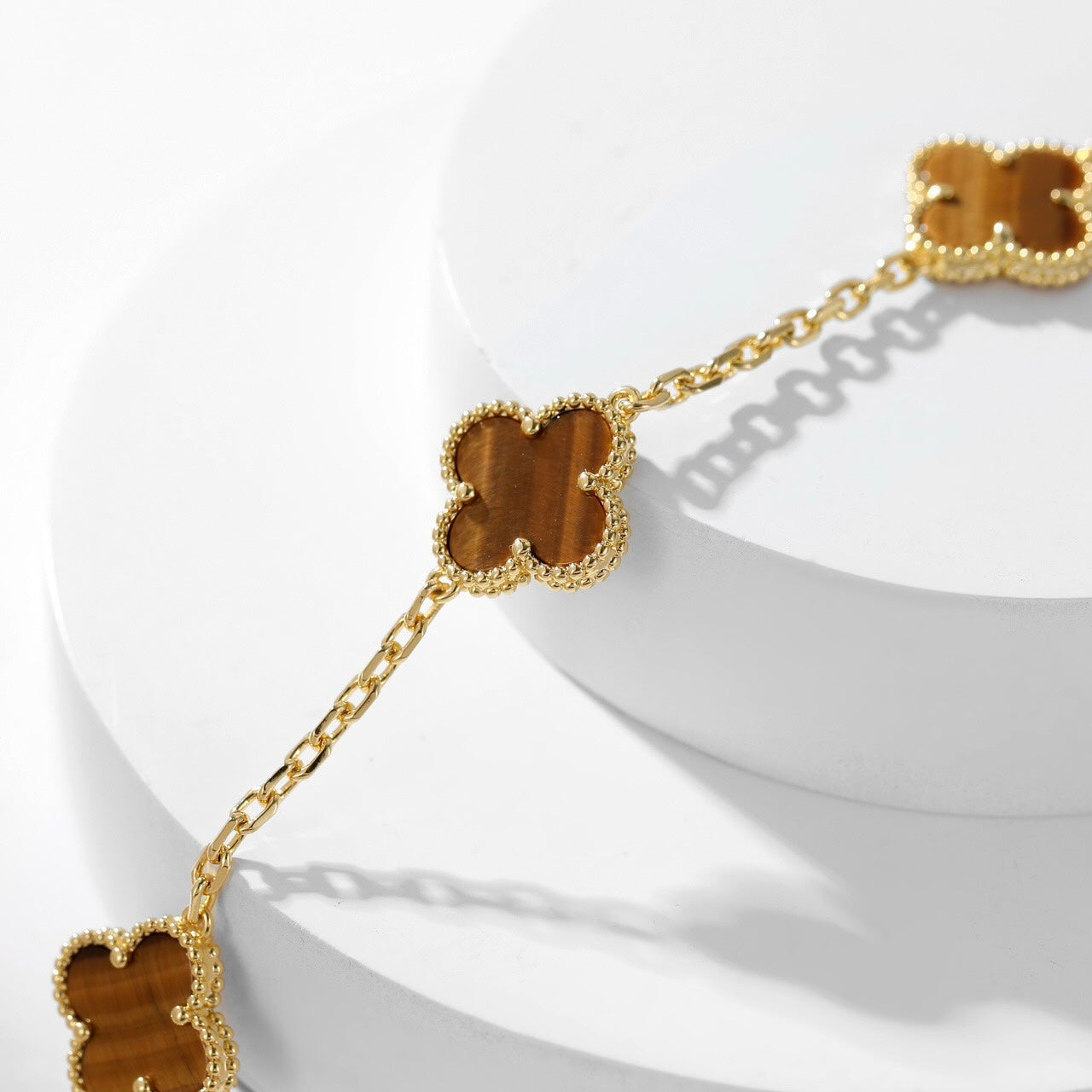 [Love Aura]CLOVER 10 MOTIFS TIGER EYE NECKLACE