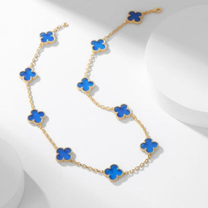 [Love Aura]CLOVER 10 MOTIFS BLUE AGATE NECKLACE