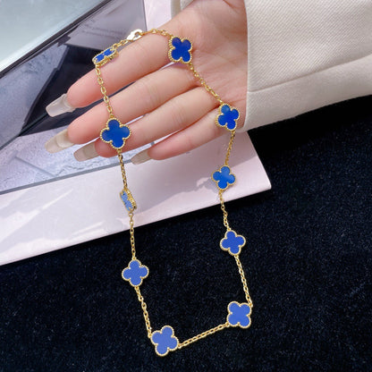 [Love Aura]CLOVER 10 MOTIFS BLUE AGATE NECKLACE