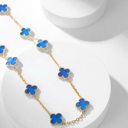 [Love Aura]CLOVER 10 MOTIFS BLUE AGATE NECKLACE
