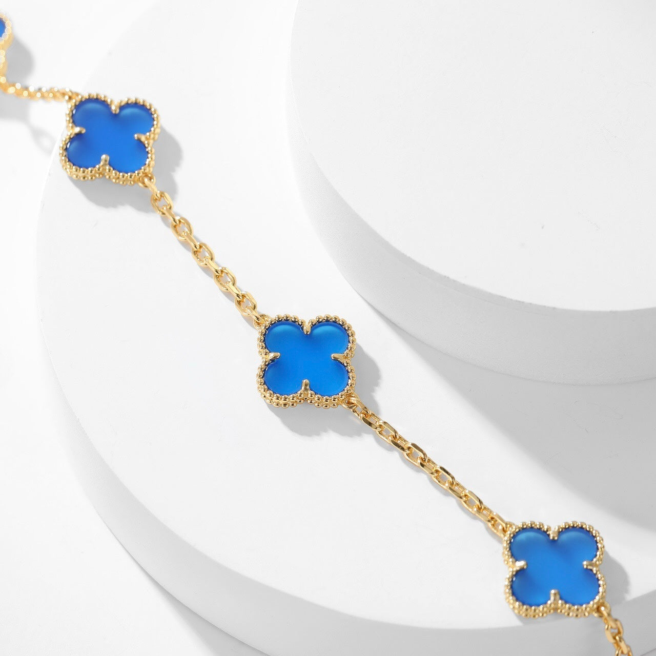 [Love Aura]CLOVER 10 MOTIFS BLUE AGATE NECKLACE