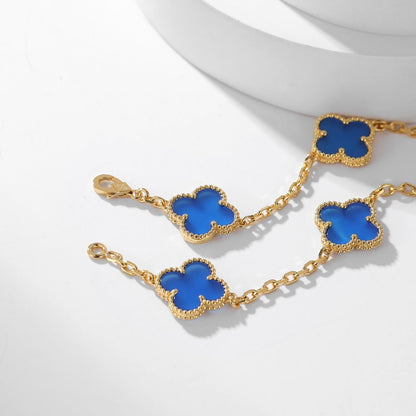 [Love Aura]CLOVER 10 MOTIFS BLUE AGATE NECKLACE
