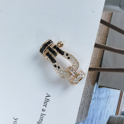 [Love Aura]FORCE LARGE HORSESHOE BLACK WHITE DIAMOND BRACELET ROSE GOLD