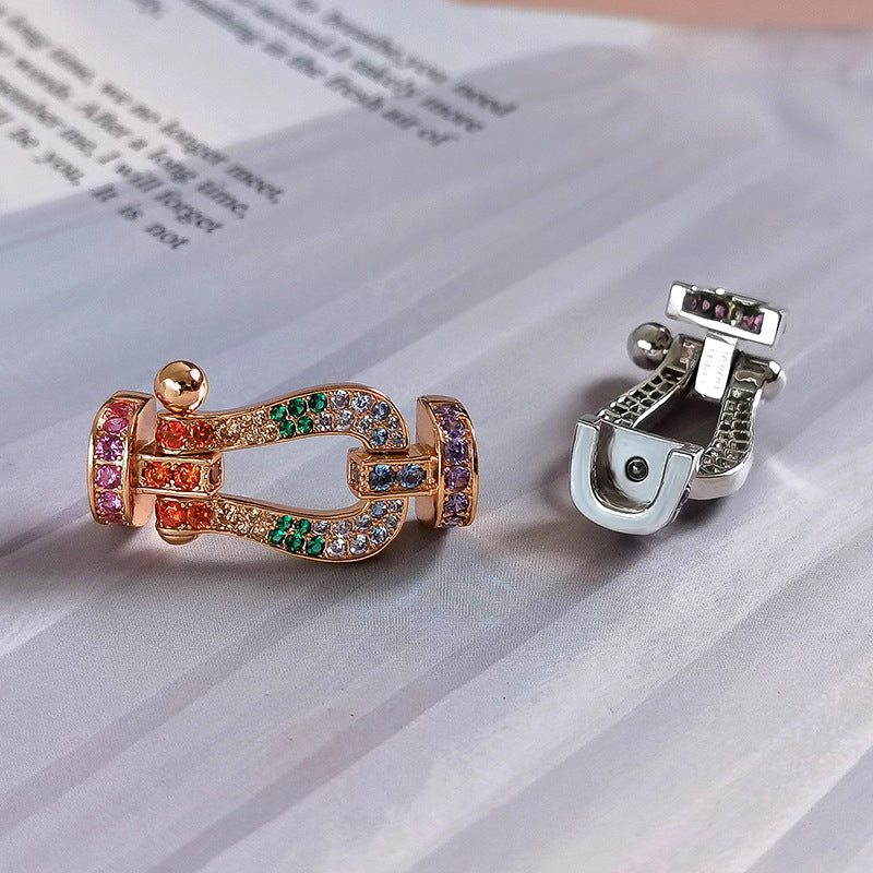 [Love Aura]FORC LARGE HORSESHOE  COLORED DIAMOND BRACELET SILVER