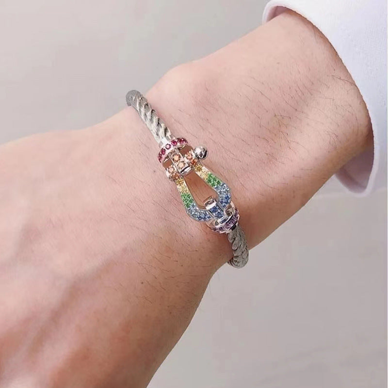 [Love Aura]FORCE LARGE HORSESHOE  COLORED DIAMOND BRACELET ROSE GOLD