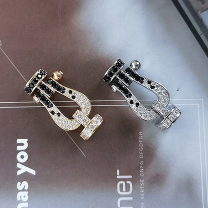 [Love Aura]FORCE LARGE HORSESHOE BLACK WHITE DIAMOND BRACELET ROSE GOLD