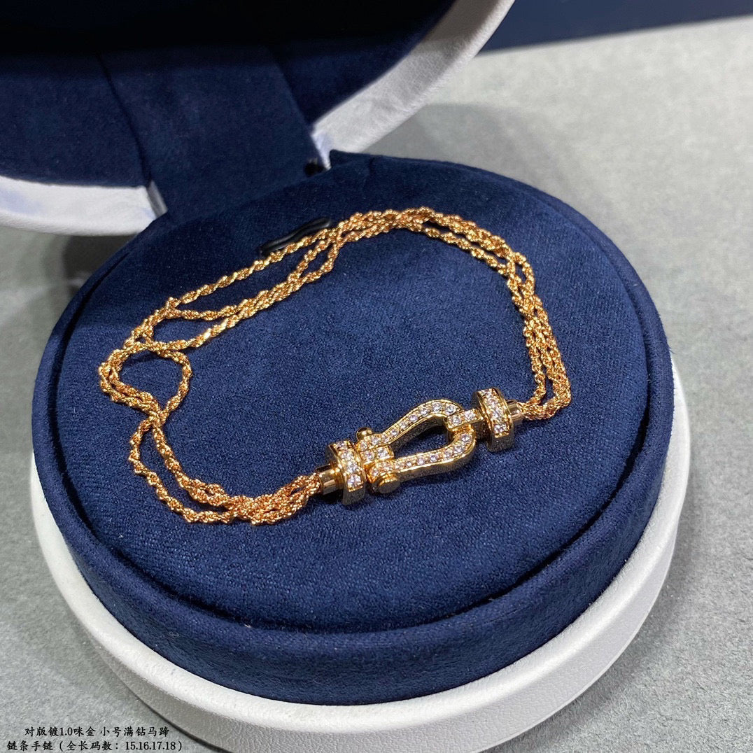 [Love Aura]FORCE SMALL HORSESHOE  DIAMOND CHAIN ROPE BRACELET