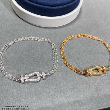 [Love Aura]FORCE SMALL HORSESHOE  DIAMOND CHAIN ROPE BRACELET