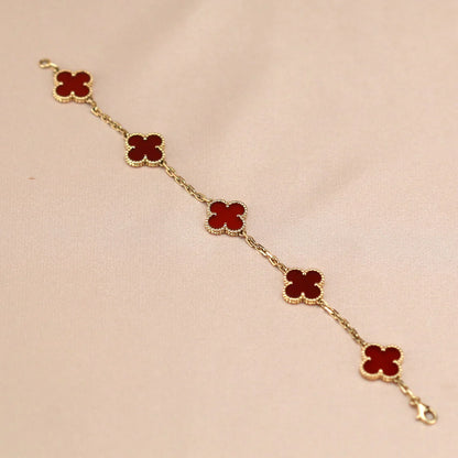 [Love Aura] CLOVER 5 MOTIF RED CORNELIAN BRACELET COLLECTION