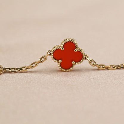 [Love Aura]CLOVER 5 MOTIFS RED AGATE  BRACELET