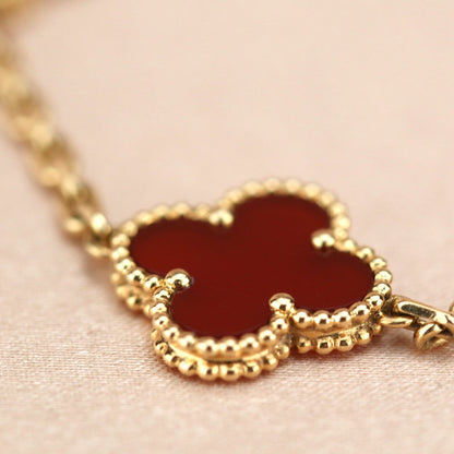 [Love Aura]CLOVER 5 MOTIFS RED AGATE  BRACELET