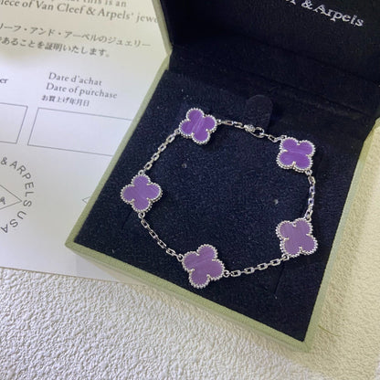 [Love Aura]CLOVER  5 MOTIFS  PURPLE VIOLET BRACELET