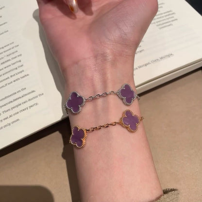 [Love Aura]CLOVER  5 MOTIFS  PURPLE VIOLET BRACELET