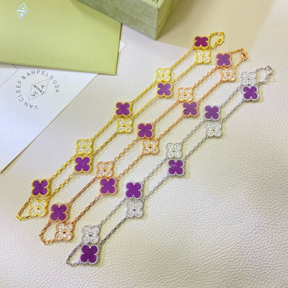 [Love Aura]CLOVER 10 MOTIFS  PURPLE VIOLET DIAMOND NECKLACE