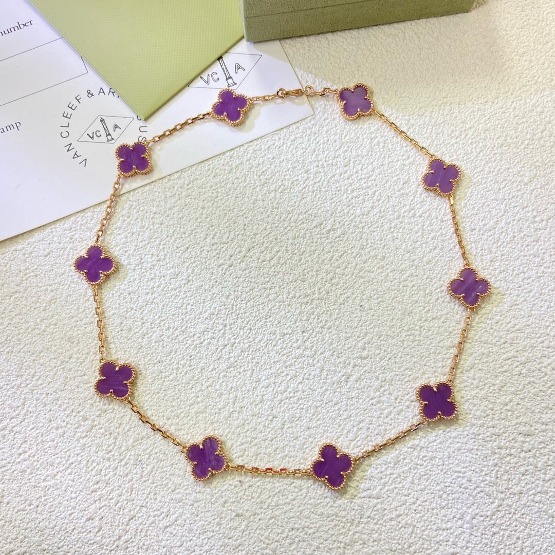 [Love Aura]CLOVER 10 MOTIFS  PURPLE VIOLET  NECKLACE
