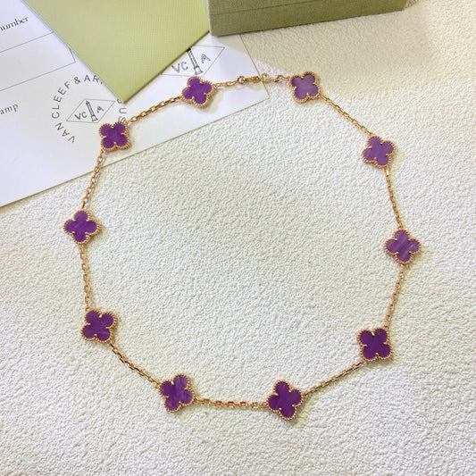 [Love Aura]CLOVER 10 MOTIFS  PURPLE VIOLET  NECKLACE