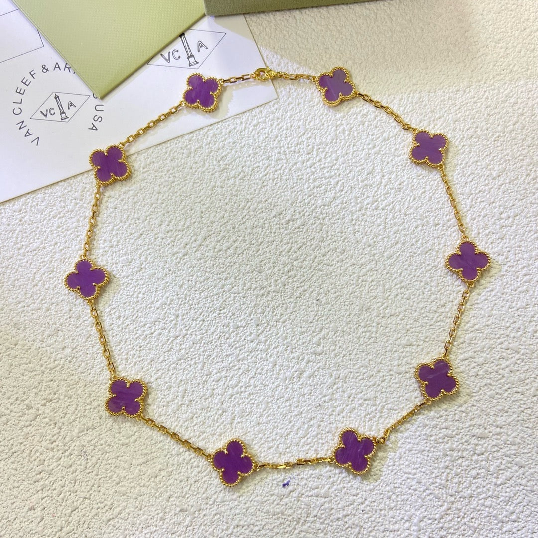 [Love Aura]CLOVER 10 MOTIFS  PURPLE VIOLET  NECKLACE