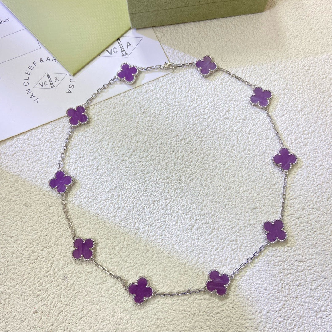 [Love Aura]CLOVER 10 MOTIFS  PURPLE VIOLET  NECKLACE