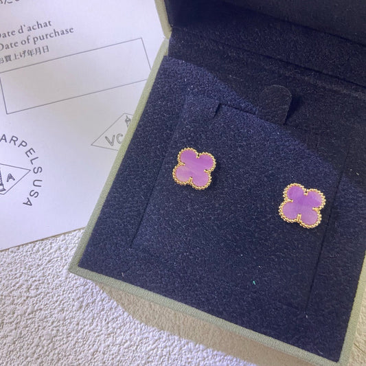 [Love Aura]CLOVER MINI 9.5MM  PURPLE VIOLET EARRINGS