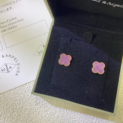 [Love Aura]CLOVER MINI 9.5MM  PURPLE VIOLET EARRINGS