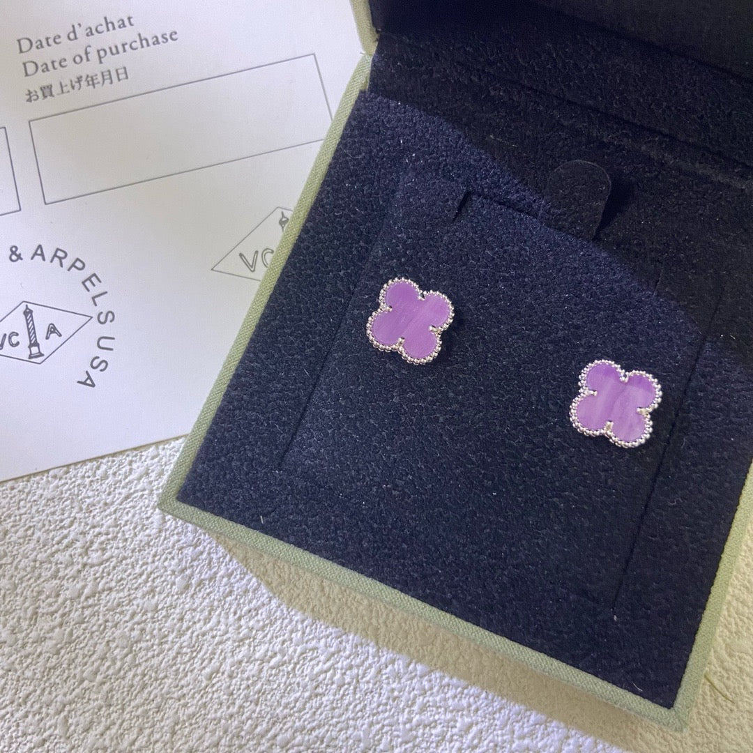 [Love Aura]CLOVER MINI 9.5MM  PURPLE VIOLET EARRINGS