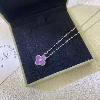 [Love Aura]CLOVER 15MM DIAMOND  PURPLE VIOLET NECKLACE