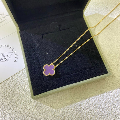 [Love Aura]CLOVER 15MM  PURPLE VIOLET NECKLACE